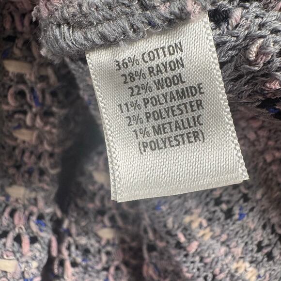 ST. JOHN Fall 2017 Ready-to-Wear Jacket Wool Blend Gray Fringed Open Size 10 - Picture 11 of 12